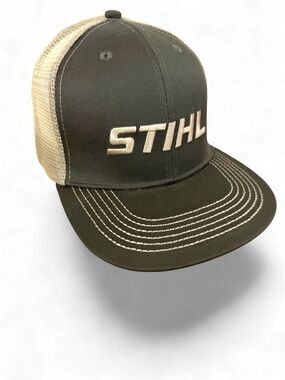 STIHL Chainsaw Trucker Hat Olive Green Snapback Adjustable Mesh Embroidered Logo
